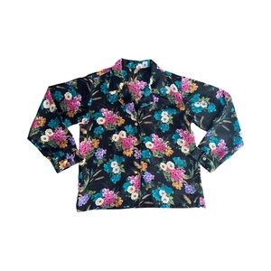 Vintage handmade floral silky blouse